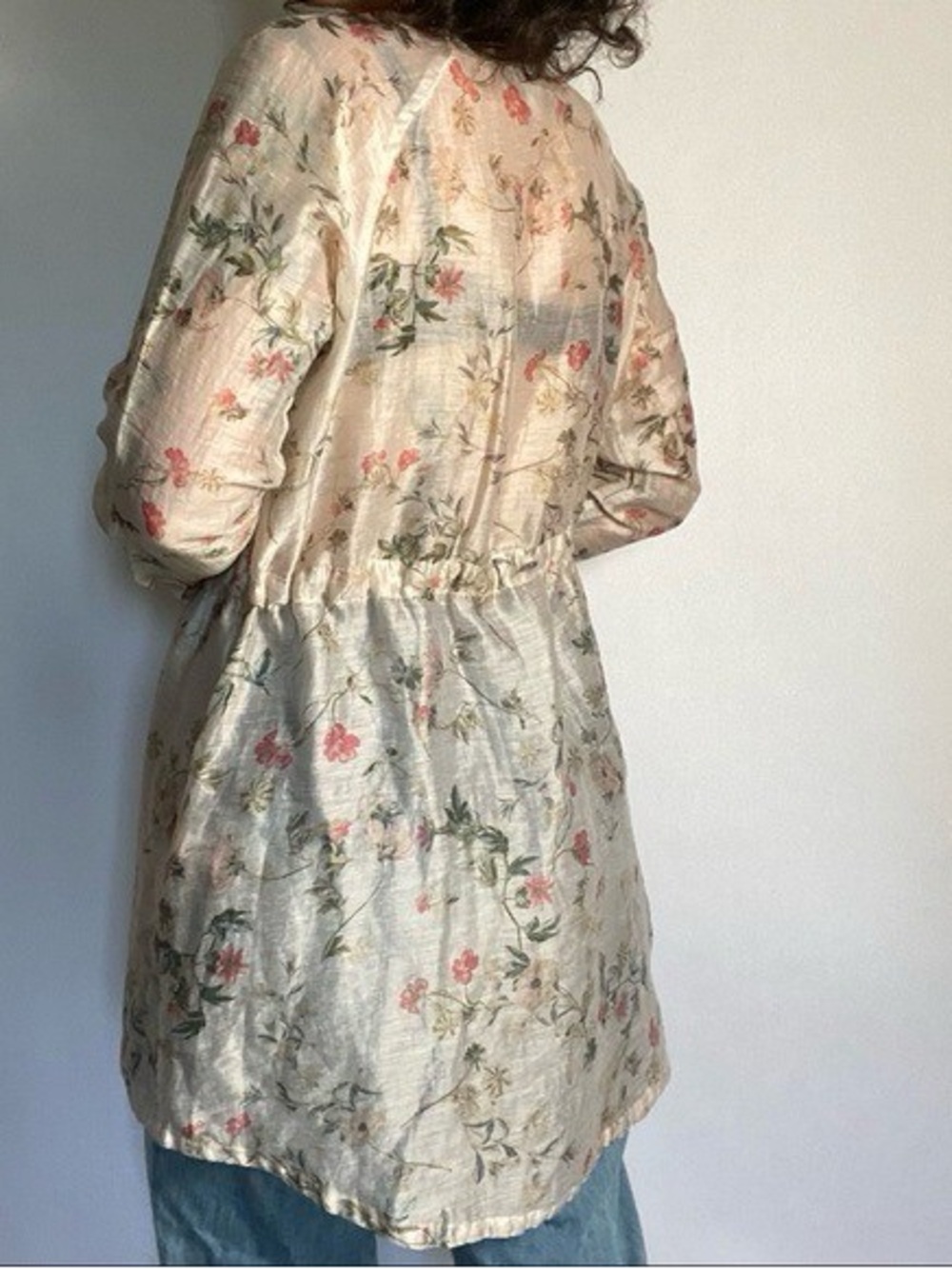 J. JILL Women's Sheer Floral Linen Blend Button Tunic Shirt Sz M/PTP 23/L 36 - Picture 4 of 15